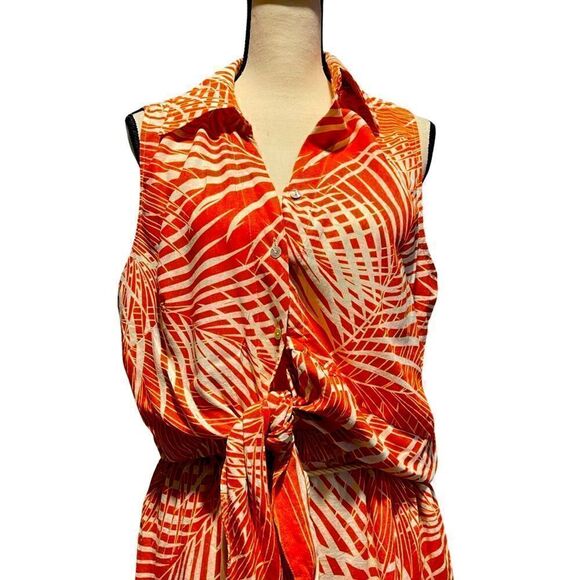 Panama Jack - 2 piece Mid waist Top and Skirt. Size/ XLG Color: Orange Print - Picture 2 of 9